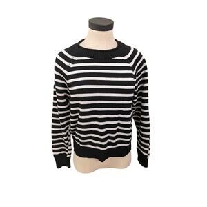 Banana Republic NEW Women's Sweater Size L Petite Black White Stripe